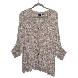 TRIBAL BUTTON DOWN KNITTED CARDIGAN WITH SCALLOPED EDGES SIZE S/M